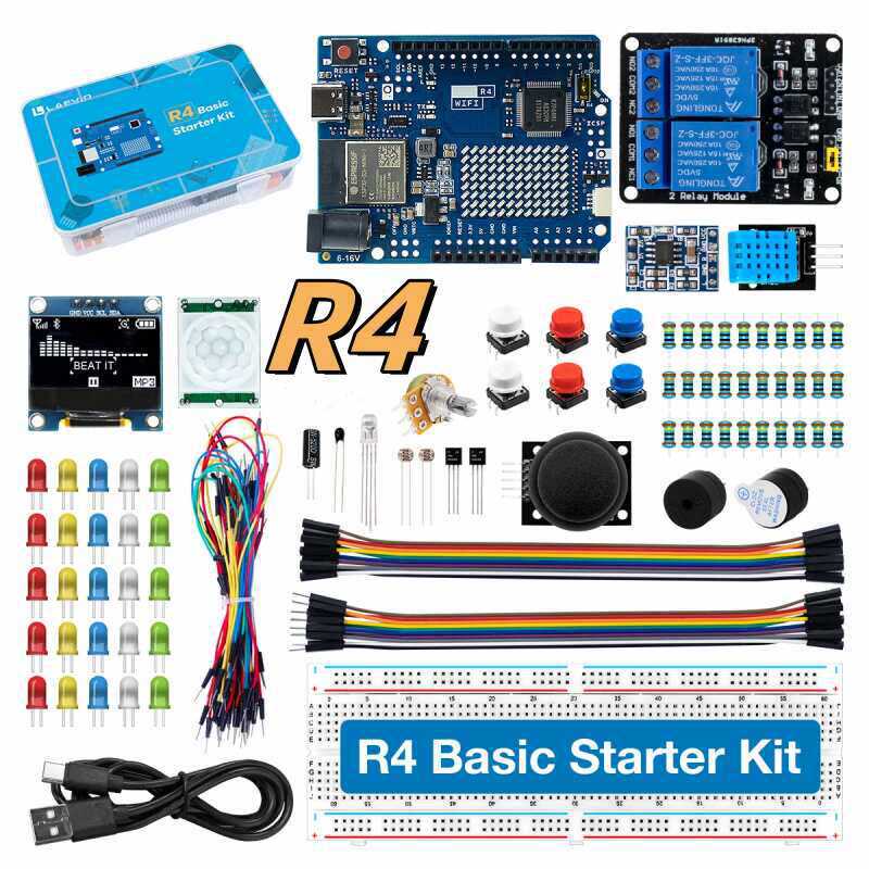 Science Project Kit - ชุดเริ่มต้นสำหรับการพัฒนา UNO R4 ที่รองรับ Wi-Fi พร้อมเซ็นเซอร์และส่วนประกอบอิเล็กทรอนิกส์